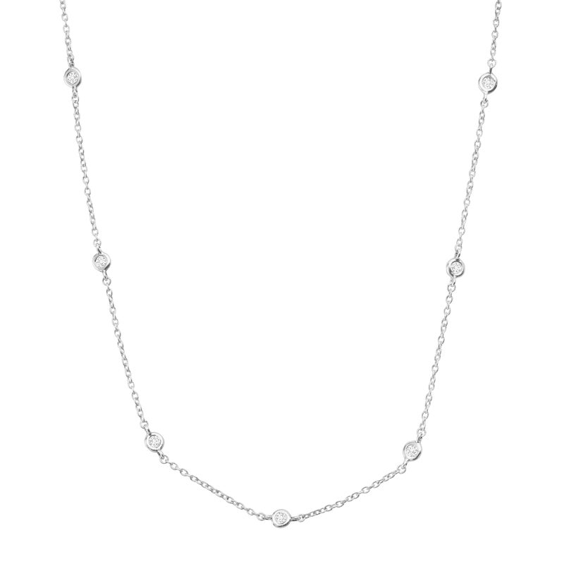 Silpada 'Allium' Circular Station Necklace with Cubic Zirconia in Sterling Silver, 16" + 2" - Image 1